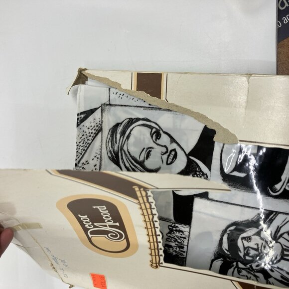 Deadstock Decor Accord Vinyl Shower Curtain Hollywood Stars Black & White Vtg - Picture 10 of 10